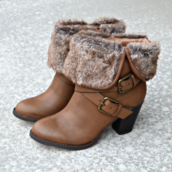 JustFab Shoes - Ankle booties with faux fur